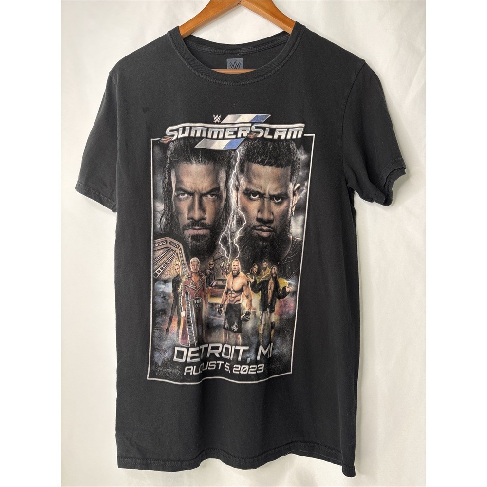 WWE Men's Medium‎ Summer Slam 2023 Detroit MI Black Pro Wrestling T-Shirt